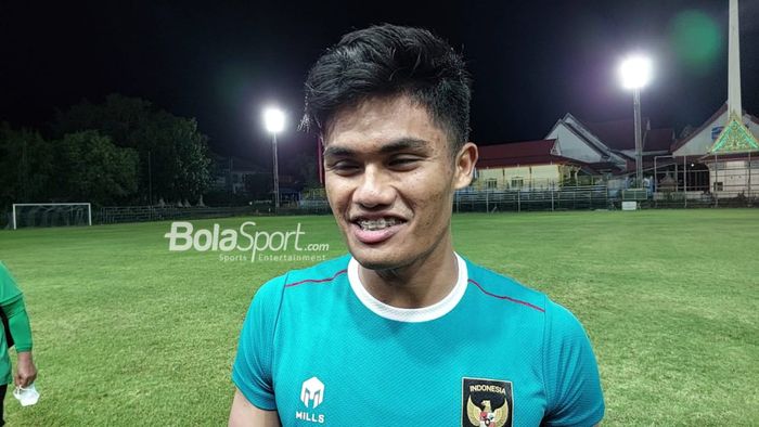 Ramadhan Sananta saat latihan timnas U-23 Indonesia di Longnanok Stadium, Rayong, Thailand pada Rabu (23/8/2023) jelang semifinal Piala AFF U-23 2023 lawan Thailand.