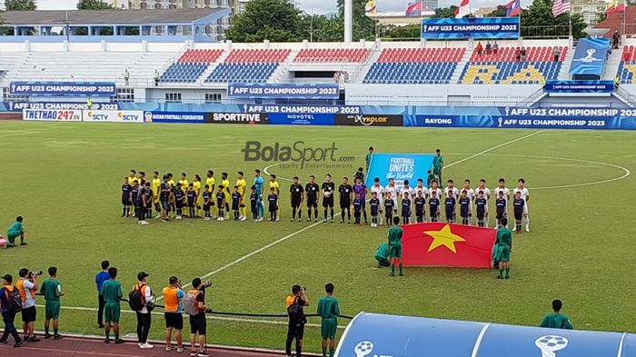 Laga timnas U-23 Malaysia versus timnas U-23 Vietnam di Rayong Provincial Stadium, Thailand pada Kamis (24/8/2023).
