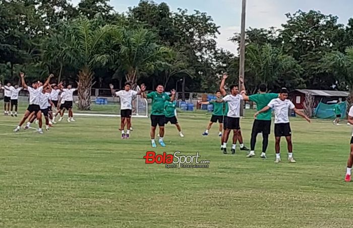 Latihan timnas U-23 Indonesia jelang final Piala AFF U-23 2023 di Lapangan PTT Academy, Rayong, Thailand, Jumat (25/8/2023).