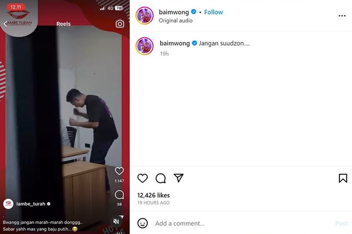 Cuplikan video Baim Wong saat kepergok marah-marah.
