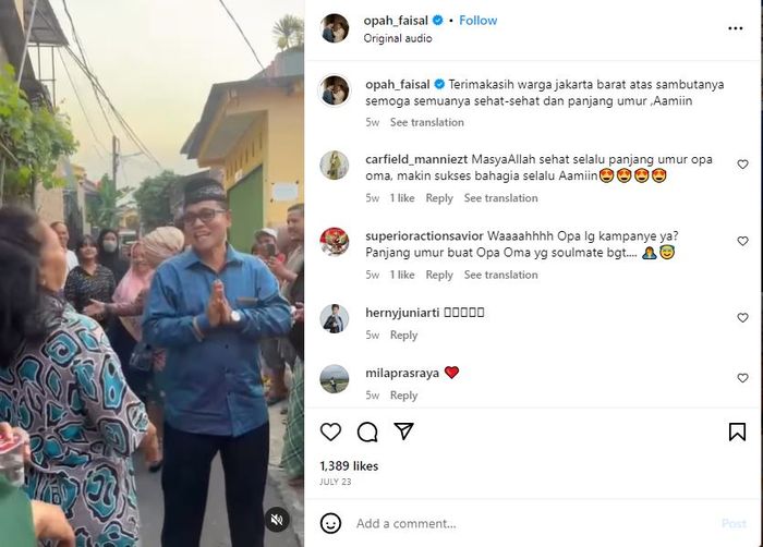 H. Faisal kampanye ke perkampungan di Jakarta Barat sebagai calon legislatif dari Partai Amanat Nasional (PAN).