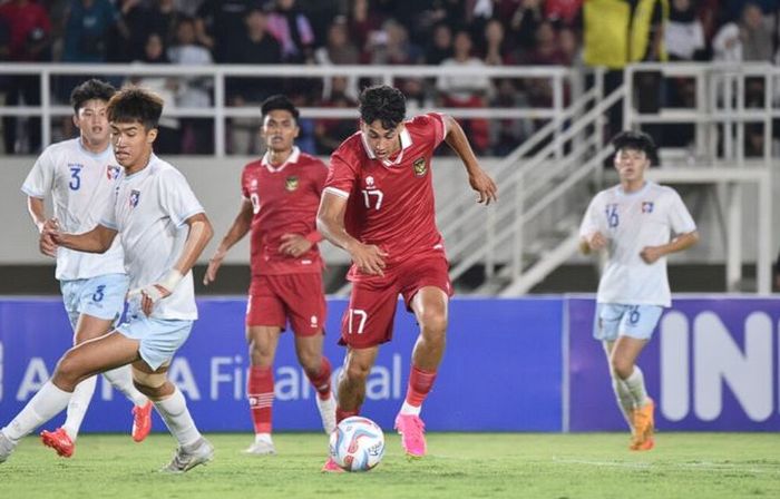 Aksi striker timnas U-23 Indonesia, Rafael Struick, saat melawan Taiwan pada Kualifikasi Piala Asia U-23 2024.