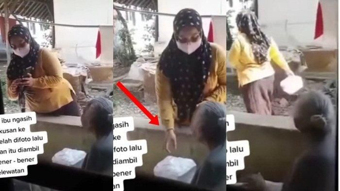 Emak-emak Beri Nenek Bungkusan Demi Foto Lalu Diambil Lagi. 