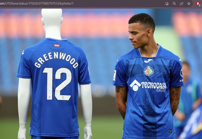 Mason Greenwood saat diperkenalkan sebagai pemain baru Getafe musim 2023-2024.