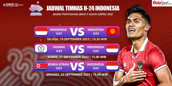 Jadwal timnas U-24 Indonesia di Asian Games 2022.