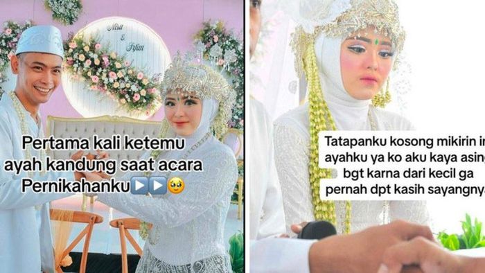 Pengantin wanita nangis haru bertemu ayah kandung pertama kali saat akad  
