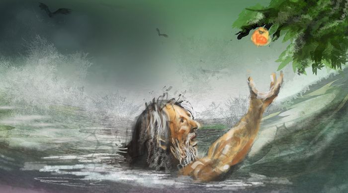 Tantalus dalam mitologi Yunani dihukum tidak bisa minum dan menggapai buah di dunia bawah. 
