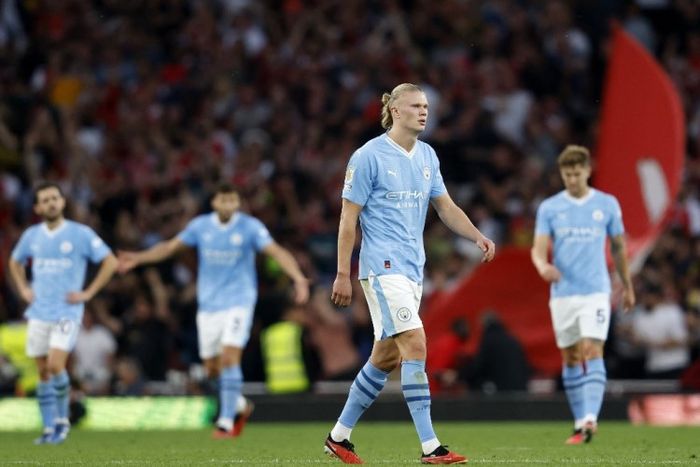 Erling Haaland dkk dalam laga Arsenal vs Man City pada lanjutan Liga Inggris 2023-2024.