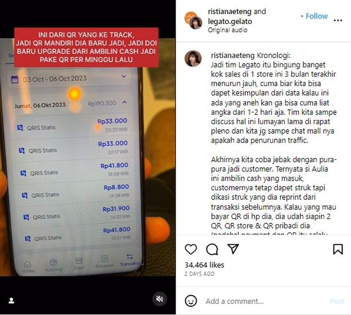 Bukti pelaku tilep uang toko gelato 