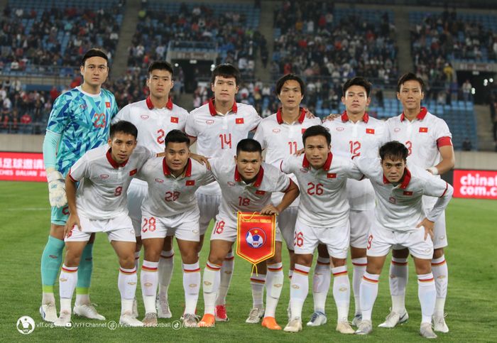 Skuad timnas Vietnam ketika melawan China di FIFA Matchday Oktober 2023.