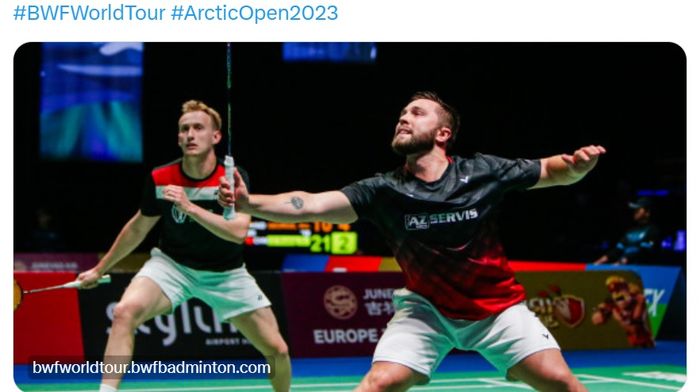 Ganda putra Republik Ceska, Ondrej Kral/Adam Mendrek sangat antusias dan senang bukan main bakal melawan Mohammad Ahsan/Hendra Setiawan di perempat final Arctic Open 2023 di Energia Arena, Vantaa, Finlandia, Jumat (13/10/2023)