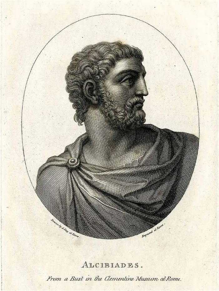 Sketsa patung Alcibiades, karya Alexander Day, abad ke-18.