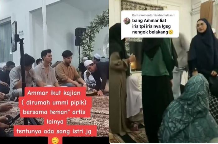 Irish Bella dan Ammar Zoni terpantau hadir pengajian bersama-sama.