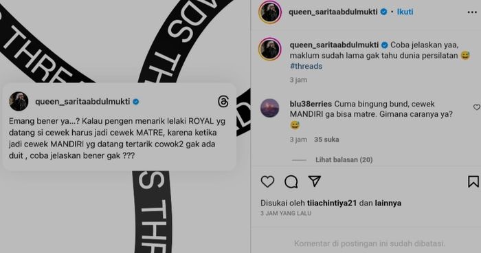 Postingan Sarita Abdul Mukti