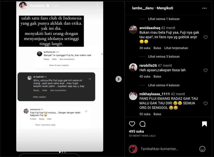 Tissa Biani Geram Dihujat Fans Fanatik Fuji