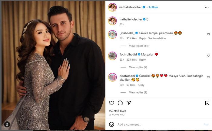 Postingan Instagram Nathalie Holscher