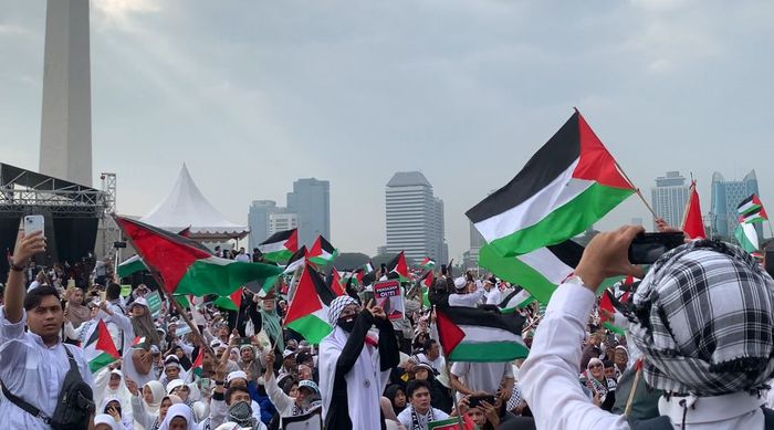 Aksi Damai Bela Palestina pada Minggu (5/11/2023) pagi.