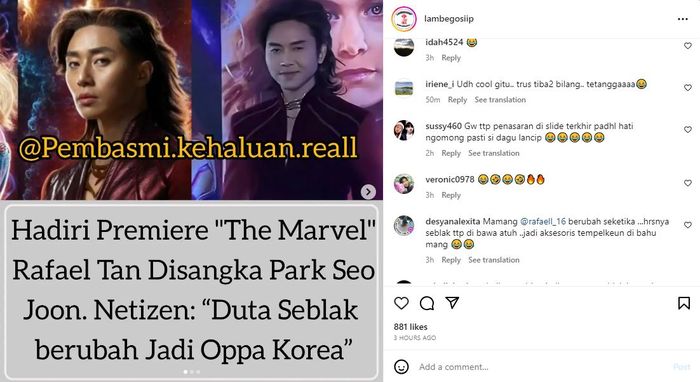 Hadiri Premiere Film The Marvel, Rafael Tan Dikira Park Seo Joon, Penampilan Duta Seblak Bikin Salfok!