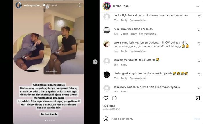 Okie Agustina Klarifikasi Foto Gunawan Dwi Cahyo Mesra-mesraan di Ranjang, Ternyata Bukan Sama Selingkuhan!