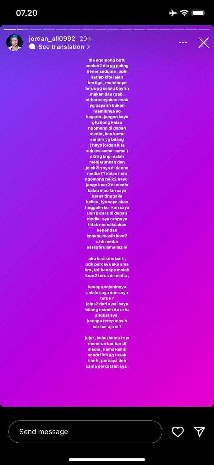 Instagram story @jordan_ali0992