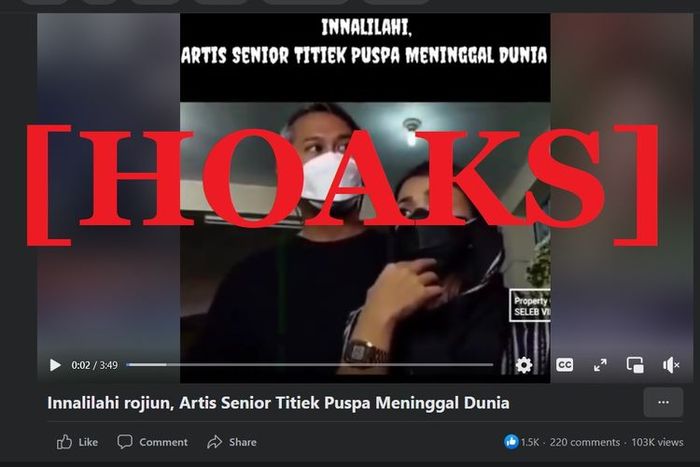Hoaks tentang Titiek Puspa meninggal dunia