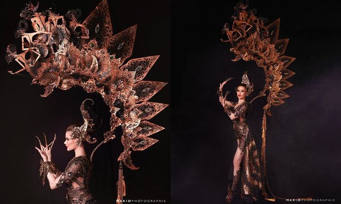 Kostum nasional Fabi&euml;nne Groeneveld di ajang Miss Universe 2023.