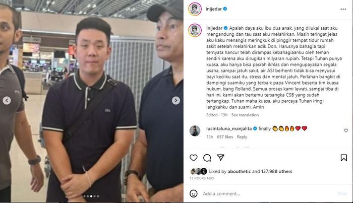 Postingan Instagram Jessica Iskandar