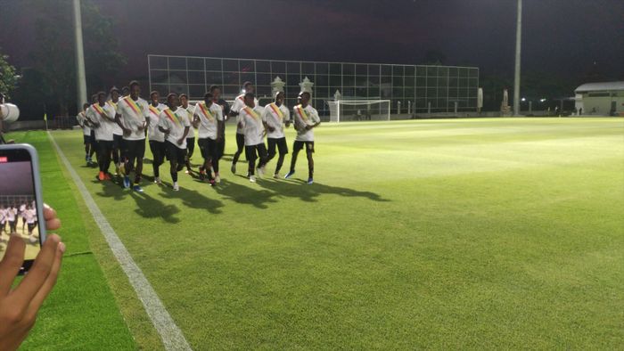 Sesi latihan timnas U-17 Mali di Lapangan Sriwaru, Surakarta pada Rabu (22/11/2023).