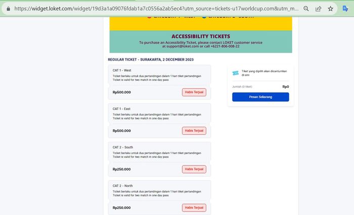 Tiket final Piala Dunia U-17 2023 ludes terjual.