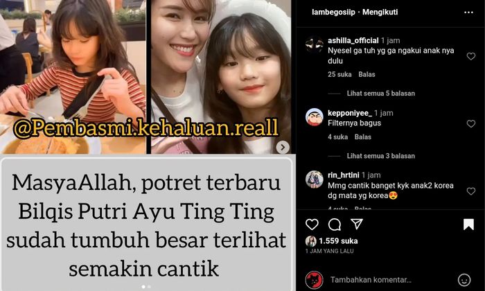 Potret Terbaru Bilqis Anak Ayu Ting Ting Kian Menawan, Netizen Auto Sindir Enji yang Dulu Ogah Akui Anak