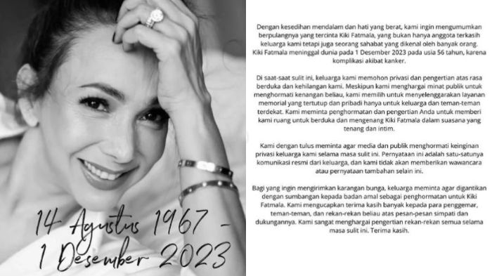 Unggahan di akun Instagram Kiki Fatmala