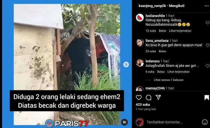 Astaghfirullah, 2 Lelaki Bugil dan Diduga Ewita di Atas Becak Padahal Masih Pagi, Warga Auto Grebek!