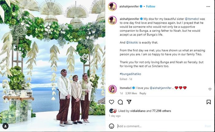 Postingan Aishah Sinclair, adik mendiang Ashraf Sinclair