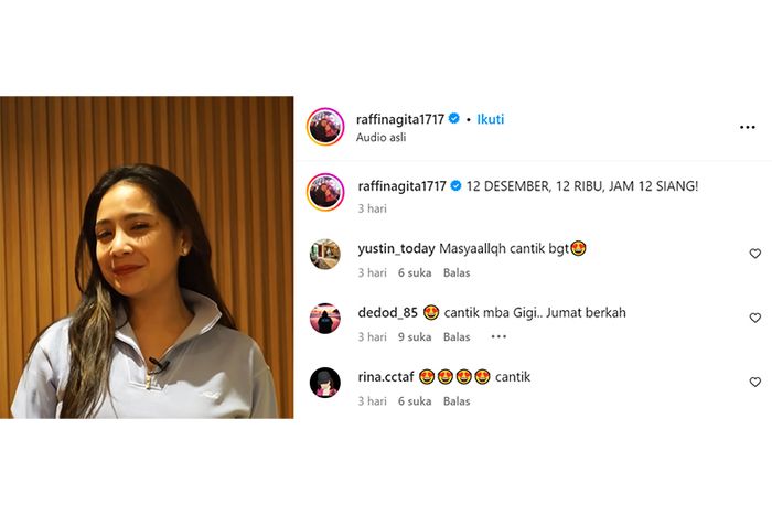 Postingan Nagita Slavina.