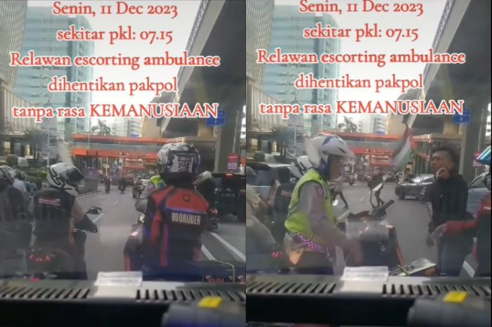 Relawan ambulans dihentikan paksa oleh polisi, videonya viral.