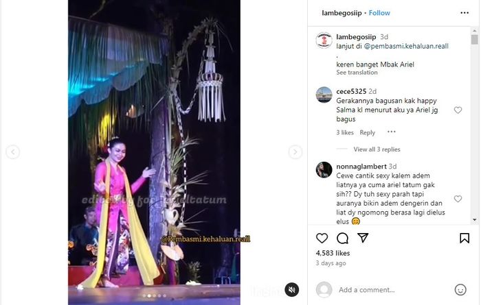 Postingan Instagram @lambegosiip