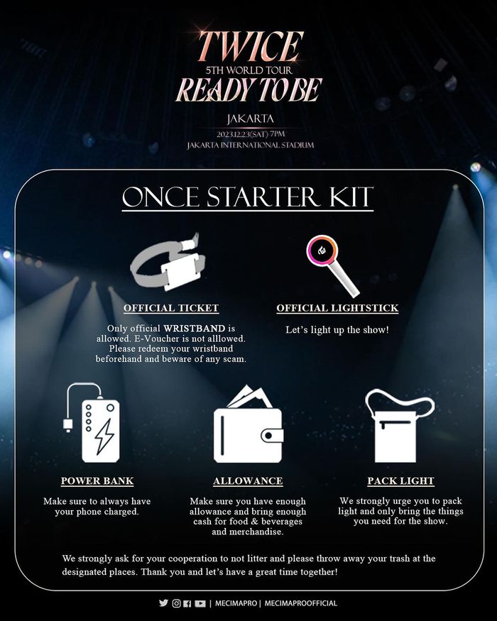 Starter kit konser TWICE di Jakarta.