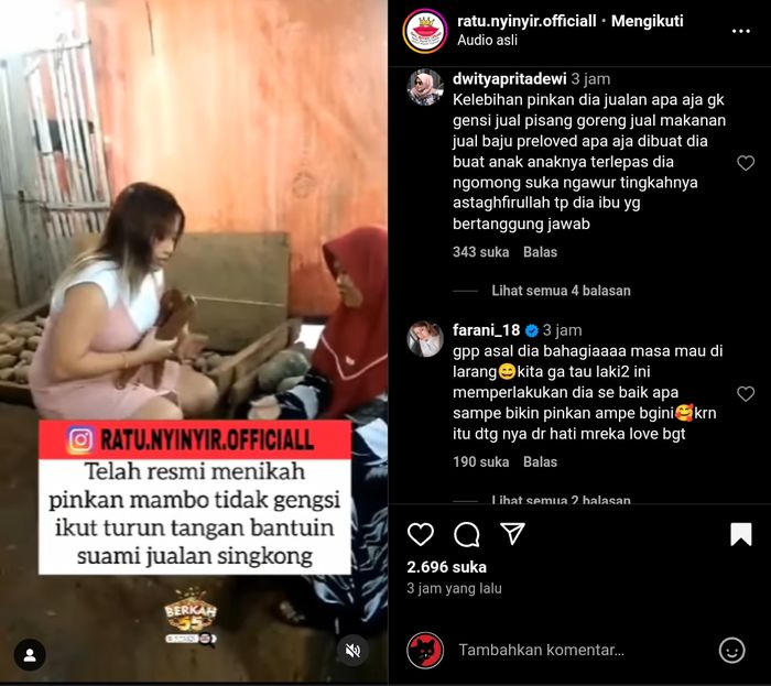 Pengantin Baru, Pinkan Mambo Gak Gengsi Jualan Singkong Bareng Suami, Aksi sang Penyanyi Tuai Pro Kontra