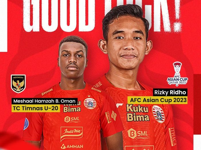 Persija resmi melepas Meshaal Hamzah Basier Osman ke timnas U-20 Indonesia dan Rizky Ridho ke timnas Indonesia.