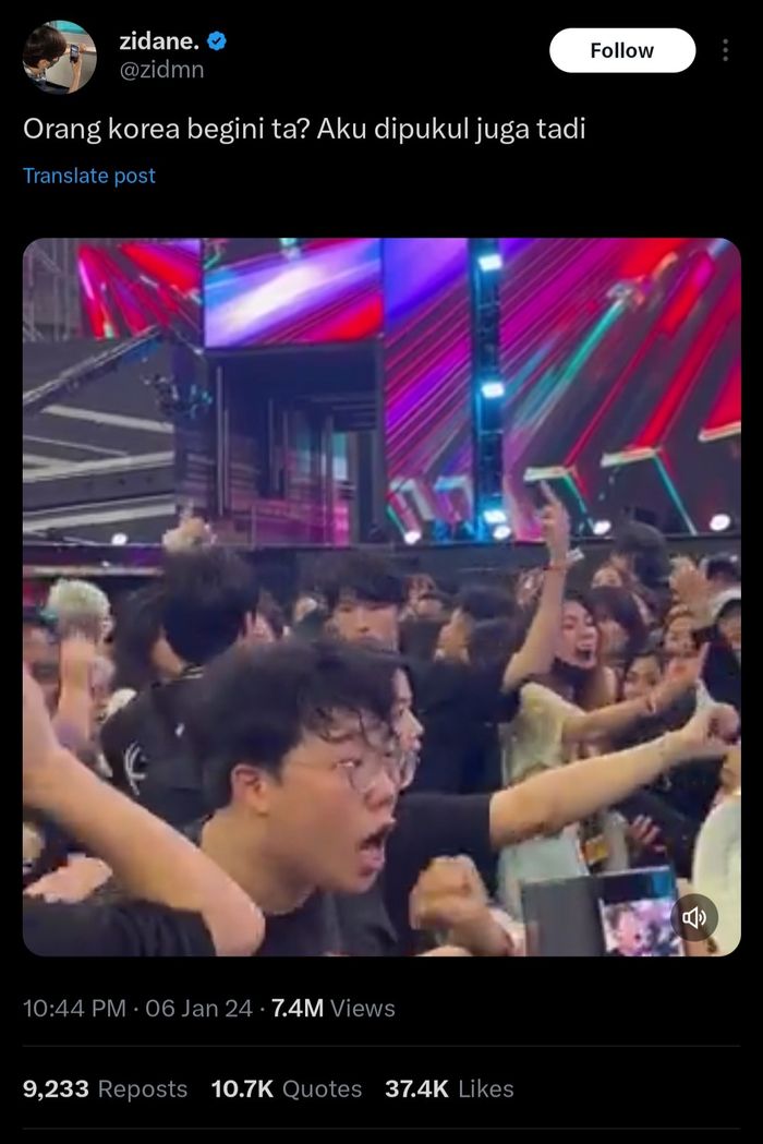 Pemilik akun X @zidmn ini bahkan menyebut bahwa pria tersebut memukulnya.  