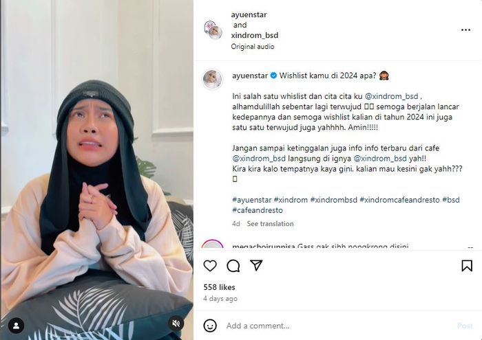 Ayuenstar membeberkan alasannya membuka kafe 'Xindrom'