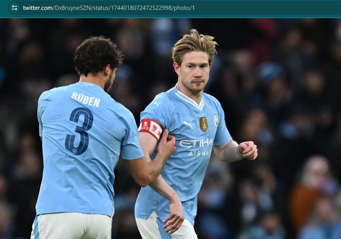 Kevin De Bruyne langsung menyumbang satu assist setelah kembali memperkuat Man City di laga ronde ketiga Piala FA 2023-2024.