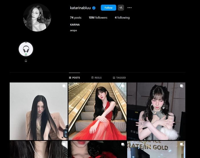 Akun Instagram Karina aespa berhasil mencapai 10 ribu pengikut