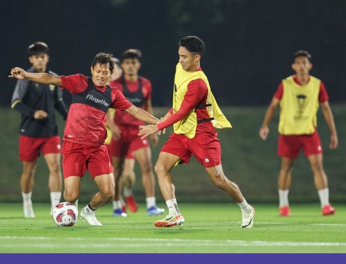 Suasana latihan timnas Indonesia jelang Piala Asia 2023.