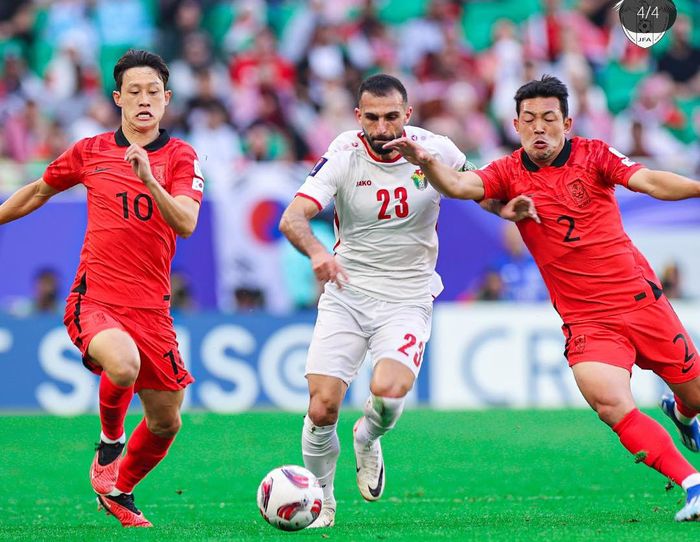 Suasana pertandingan Korea Selatan vs Yordania pada matchday kedua Grup E Piala Asia 2023 di Stadion Al Thumama, Qatar, Sabtu (20/1/2024).