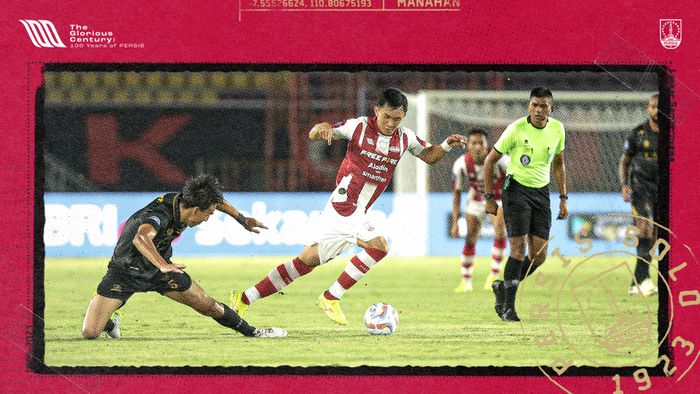 Aksi pemain Persis Solo, Sutanto Tan, pada laga kontra Madura United dalam lanjutan Liga 1 2023/2024.