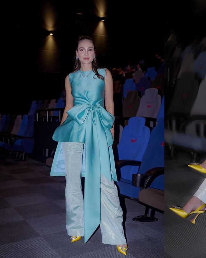 OOTD serba biru ala Luna Maya.