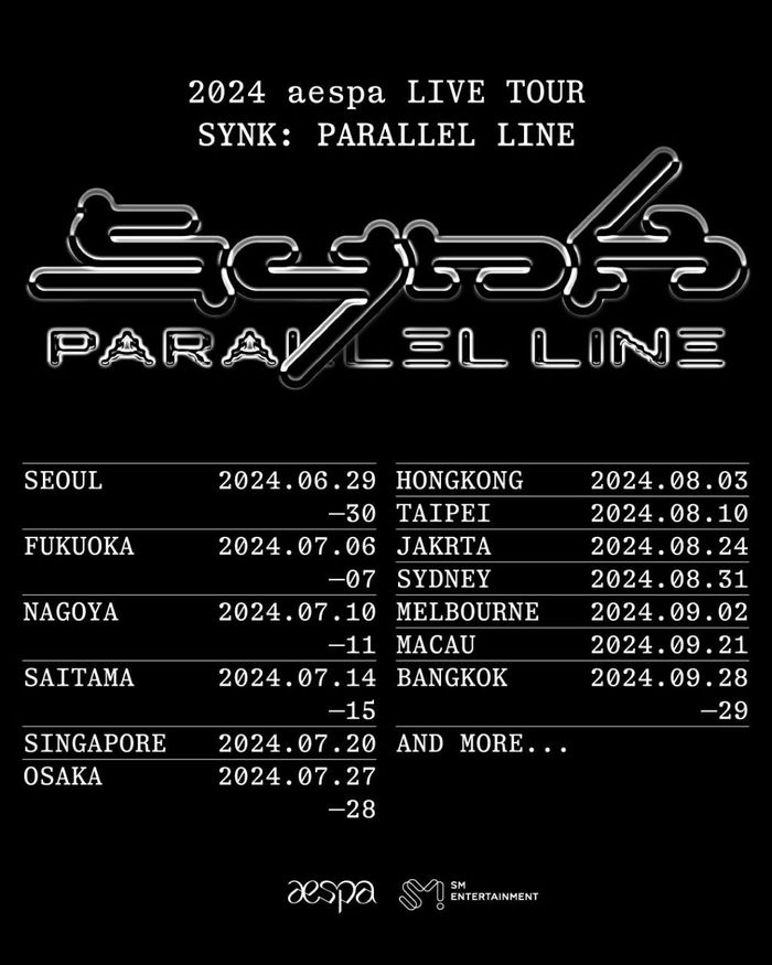 Jadwal konser aespa bertajuk 2024 aespa LIVE TOUR SYNK: PARALLEL LINE
