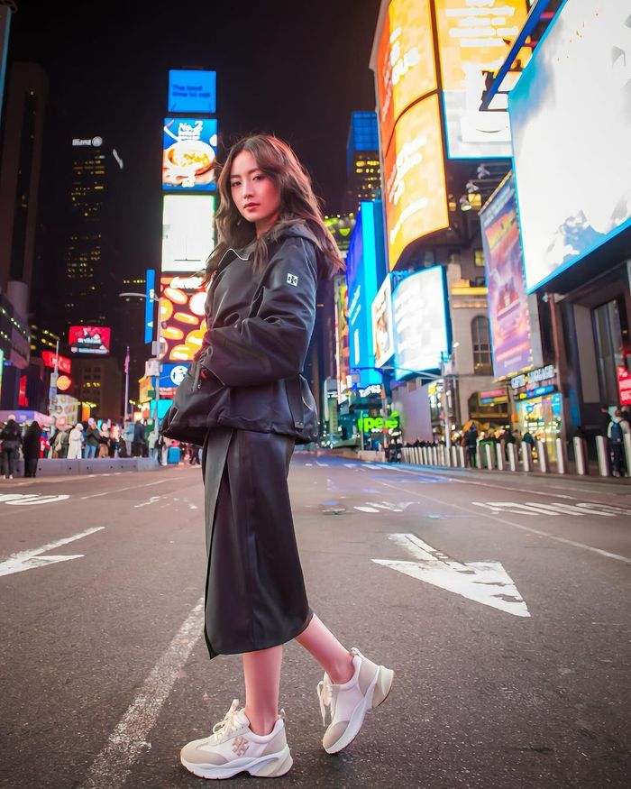 OOTD Natasha Wilona di jalanan New York, Amerika Serikat.