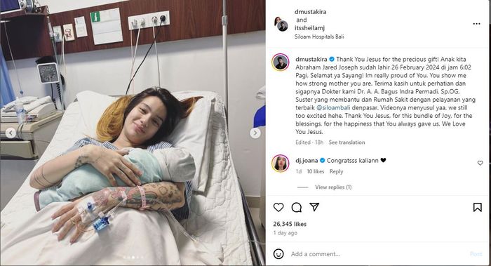 Dimas Akira membagikan momen kelahiran anak kelima Sheila Marcia.